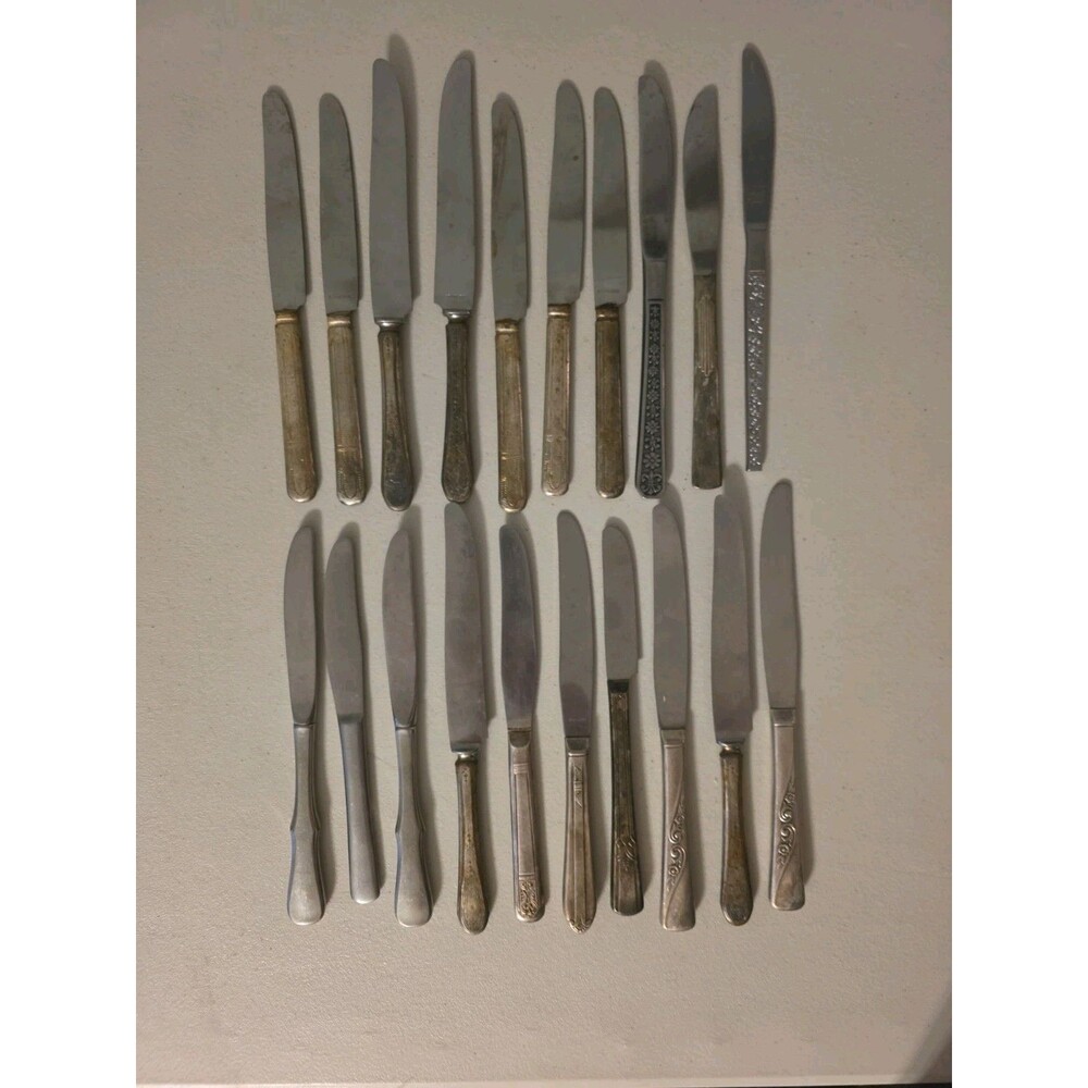 Mixed Lot Antique/Vintage Silver Plated Table Knives Knife Flat Wear (20 Pieces)